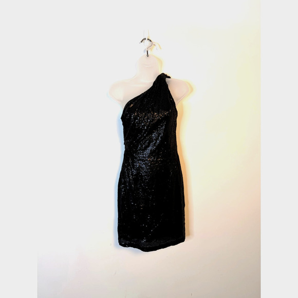 AllSaints Cassis One-Shoulder Sequin Cocktail Dress Black Size 0 NWT - Picture 2 of 11